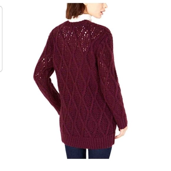 Leyden Womens Cable Knit Cardigan Sweater - Picture 2 of 5